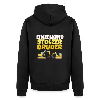 Großer Stolzer Bruder Bagger 2024 Geschenk - Unisex Premium Bio Zip Hoodie - Schwarz - Hinten - Nico (187cm)