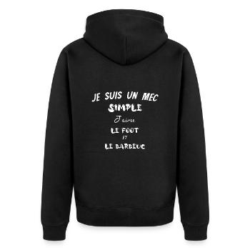 T-shirt J'aime le foot et le barbecue - Veste à capuche bio Premium Unisexe - noir - Dos - Nico (187cm)