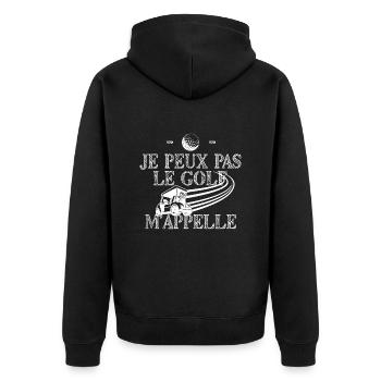 Tee shirt je peux pas j ai golf - Veste à capuche bio Premium Unisexe - noir - Dos - Nico (187cm)