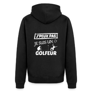 je peux pas j ai golf - Veste à capuche bio Premium Unisexe - noir - Dos - Nico (187cm)