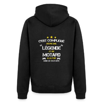 Légende motard humour - Veste à capuche bio Premium Unisexe - noir - Dos - Nico (187cm)