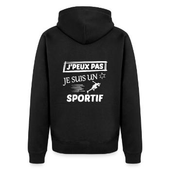 je peux pas j ai sport - Veste à capuche bio Premium Unisexe - noir - Dos - Nico (187cm)