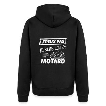 j peux pas j ai moto - Veste à capuche bio Premium Unisexe - noir - Dos - Nico (187cm)