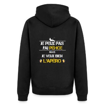 Je peux pas j ai pêche humour - Veste à capuche bio Premium Unisexe - noir - Dos - Nico (187cm)