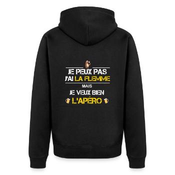 Je peux pas j ai la flemme - Veste à capuche bio Premium Unisexe - noir - Dos - Nico (187cm)