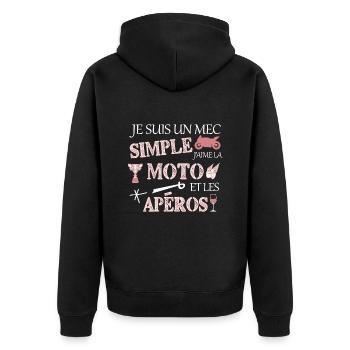 un mec simple moto humour - Veste à capuche bio Premium Unisexe - noir - Dos - Nico (187cm)