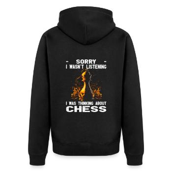 Chess Players - Unisex Premium Organic Zip Hoodie - black - Back - Nico (187cm)