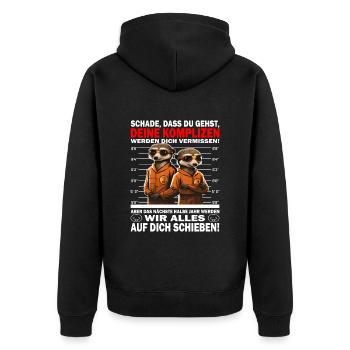 Werden dich vermissen - Jobwechsel - Unisex Premium Bio Zip Hoodie - Schwarz - Hinten - Nico (187cm)
