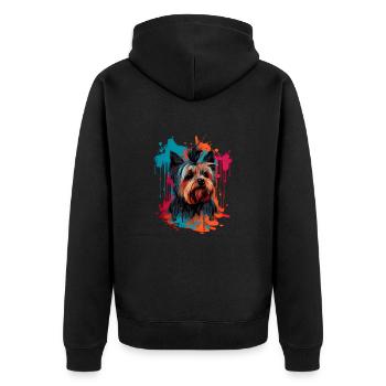 Yorkshire Terrier - Hundeliebhaber - Hundebesitzer - Unisex Premium Bio Zip Hoodie - Schwarz - Hinten - Nico (187cm)