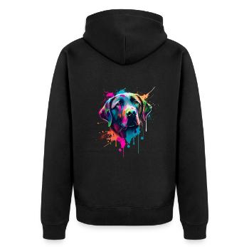 Labrador - Hundeliebhaber - Hundebesitzer - Unisex Premium Bio Zip Hoodie - Schwarz - Hinten - Nico (187cm)