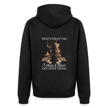 Chess - Chess player - Unisex Premium Organic Zip Hoodie - black - Back - Nico (187cm)