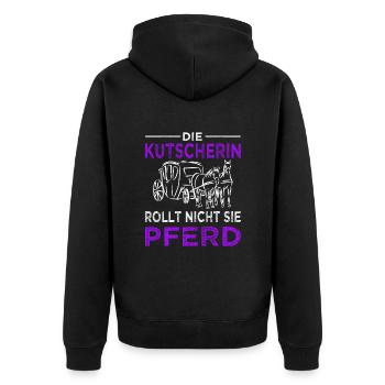 Kutschfahrer Spruch Pferdekutsche & Kutscherin - Unisex Premium Bio Zip Hoodie - Schwarz - Hinten - Nico (187cm)