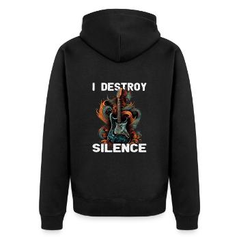 I Destroy Silence - Gitarre - Gitarrist - Unisex Premium Bio Zip Hoodie - Schwarz - Hinten - Nico (187cm)