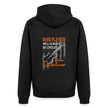 Bassspieler - Gitarre - Gitarrist - Unisex Premium Bio Zip Hoodie - Schwarz - Hinten - Nico (187cm)