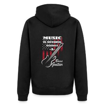 Bassspieler - Gitarre - Gitarrist - Unisex Premium Bio Zip Hoodie - Schwarz - Hinten - Nico (187cm)