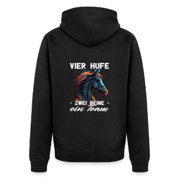 Pferdemama Pferdemädchen - Reiten - Westernreiter - Unisex Premium Bio Zip Hoodie - Schwarz - Hinten - Nico (187cm)