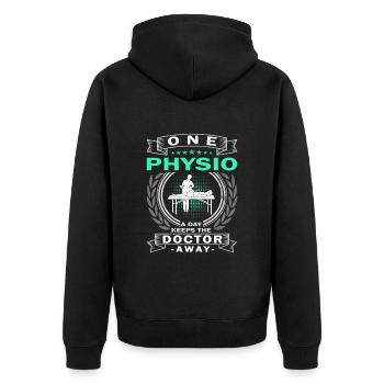 One Physio A Day - Physiotherapist - Unisex Premium Organic Zip Hoodie - black - Back - Nico (187cm)