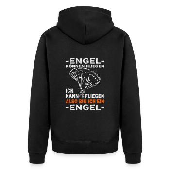 Paraglider - Skydiver & Fallschirmspringer - Unisex Premium Bio Zip Hoodie - Schwarz - Hinten - Nico (187cm)