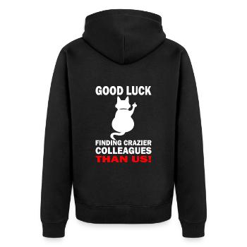 Good Luck | Abschiedsgeschenk - Jobwechsel - Unisex Premium Bio Zip Hoodie - Schwarz - Hinten - Nico (187cm)