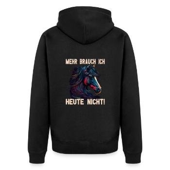Pferdemädchen Pferdemama - Reiten - Westernreiten - Unisex Premium Bio Zip Hoodie - Schwarz - Hinten - Nico (187cm)