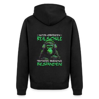 Realschule bestanden - Schulabschluss - Unisex Premium Bio Zip Hoodie - Schwarz - Hinten - Nico (187cm)
