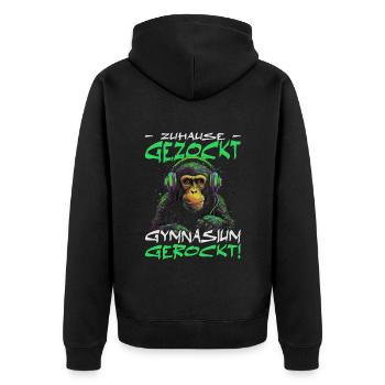 Abschlussklasse | Abi | Abitur | Schulabschluss - Unisex Premium Bio Zip Hoodie - Schwarz - Hinten - Nico (187cm)