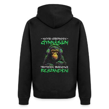 Abschlussklasse | Abi | Abitur | Schulabschluss - Unisex Premium Bio Zip Hoodie - Schwarz - Hinten - Nico (187cm)