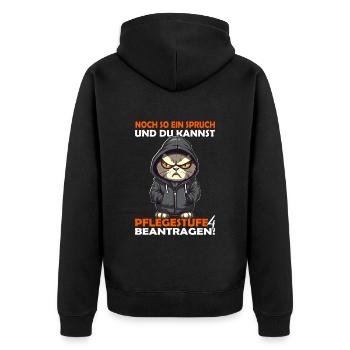 Noch so ein Spruch - ironischer Bürohumor - Unisex Premium Bio Zip Hoodie - Schwarz - Hinten - Nico (187cm)
