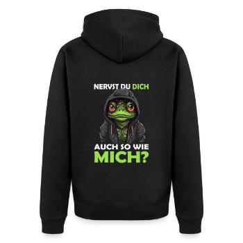 Guten Morgen - sarkastischer ironischer Bürohumor - Unisex Premium Bio Zip Hoodie - Schwarz - Hinten - Nico (187cm)