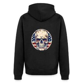 Crâne vintage de drapeau américain - Veste à capuche bio Premium Unisexe - noir - Dos - Nico (187cm)