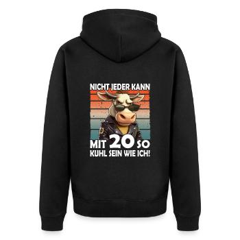 Nicht jeder kann mit 20 Jahren | 20. Geburtstag - Unisex Premium Bio Zip Hoodie - Schwarz - Hinten - Nico (187cm)