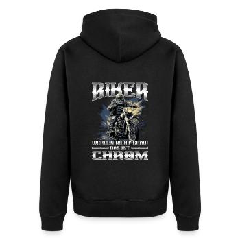 Biker werden nicht grau | Motorradfahrer & Biker - Unisex Premium Bio Zip Hoodie - Schwarz - Hinten - Nico (187cm)