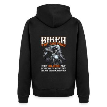 Motorradfahrer & Biker 40. Geburtstag - Unisex Premium Bio Zip Hoodie - Schwarz - Hinten - Nico (187cm)