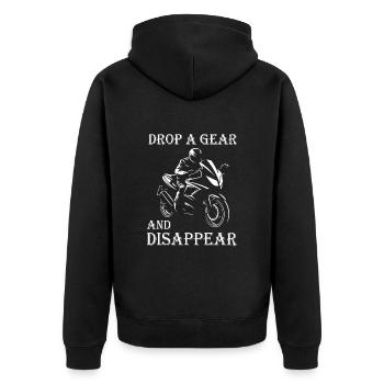 Motorrad | Motorradfahrer & Biker Spüche - Unisex Premium Bio Zip Hoodie - Schwarz - Hinten - Nico (187cm)