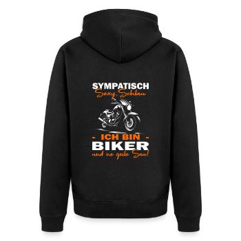 Motorrad | Motorradfahrer & Biker Spüche - Unisex Premium Bio Zip Hoodie - Schwarz - Hinten - Nico (187cm)