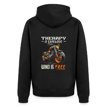 Motorrad | Motorradfahrer & Biker Spüche - Unisex Premium Bio Zip Hoodie - Schwarz - Hinten - Nico (187cm)