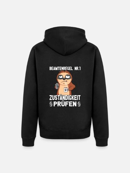 Beamtensprüche - öffentlicher Dienst - Faultier - Unisex Premium Bio Zip Hoodie - Schwarz