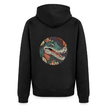 Krokodil - Unisex Premium Bio Zip Hoodie - Schwarz - Hinten - Nico (187cm)