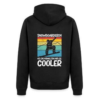 Snowboarderin wie eine Normale Frau nur Cooler - Unisex Premium Bio Zip Hoodie - Schwarz - Hinten - Nico (187cm)