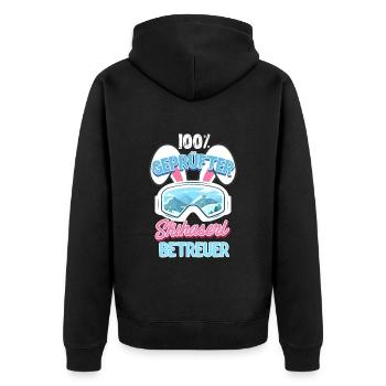 Skihaserl 100 % Skihäschen Betreuer Apres Party - Unisex Premium Bio Zip Hoodie - Schwarz - Hinten - Nico (187cm)