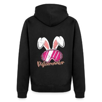 Apres-Ski Pistenrammler Skihasen Ski Party - Unisex Premium Bio Zip Hoodie - Schwarz - Hinten - Nico (187cm)