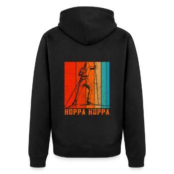 Skilanglauf Hoppa Hoppa Skiläufer Shirt - Unisex Premium Bio Zip Hoodie - Schwarz - Hinten - Nico (187cm)