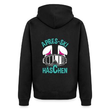 Apres-Ski Häschen Apres-Ski Bunny Apres-Ski Haserl - Unisex Premium Bio Zip Hoodie - Schwarz - Hinten - Nico (187cm)
