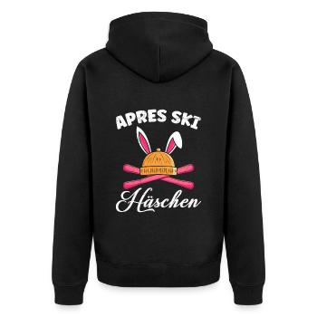 Apres Skihäschen Skihasen Skifahren Frauen - Unisex Premium Bio Zip Hoodie - Schwarz - Hinten - Nico (187cm)