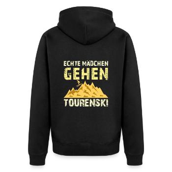 Skibergsteiger Echte Mädchen Gehen Tourenski - Unisex Premium Bio Zip Hoodie - Schwarz - Hinten - Nico (187cm)