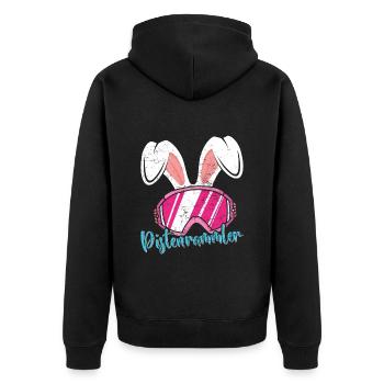 Apres-Ski Pistenrammler Skihasen Ski Party - Unisex Premium Bio Zip Hoodie - Schwarz - Hinten - Nico (187cm)