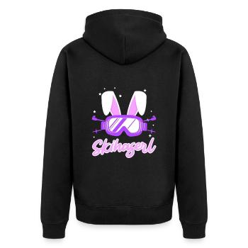 Skihaserl Apres Ski Party Skifahrerin Bunny - Unisex Premium Bio Zip Hoodie - Schwarz - Hinten - Nico (187cm)