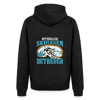 Offizieller Skihasen Betreuer Apres-Ski Party - Unisex Premium Bio Zip Hoodie - Schwarz - Hinten - Nico (187cm)