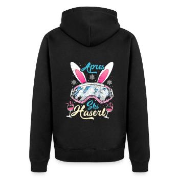 Apres-Ski Häschen Apres-Ski Bunny Apres-Ski Haserl - Unisex Premium Bio Zip Hoodie - Schwarz - Hinten - Nico (187cm)