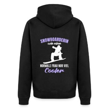 Snowboarderin wie eine Normale Frau nur Cooler - Unisex Premium Bio Zip Hoodie - Schwarz - Hinten - Nico (187cm)